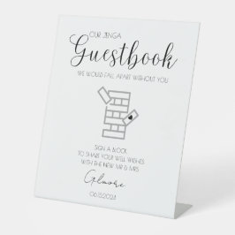 Jenga Wedding Gästebuch-Anmeldung Sockelschild