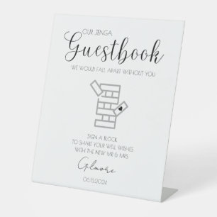 Jenga Wedding Gästebuch-Anmeldung Sockelschild