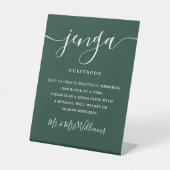 Jenga Wedding Guestbook Elegant Emerald Green Sockelschild (Vorderseite)