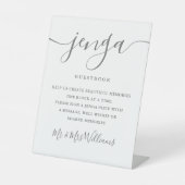 Jenga Wedding Guestbook Elegante Gray Script Sockelschild (Vorderseite)