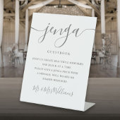 Jenga Wedding Guestbook Elegante Gray Script Sockelschild