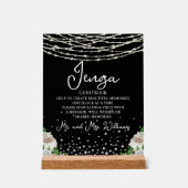 Jenga Wedding Guestbook String Lights Black Acrylschild (Vorderseite)