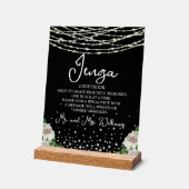 Jenga Wedding Guestbook String Lights Black Acrylschild (Winkel)