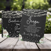 Jenga Wedding Guestbook String Lights Black Sockelschild