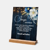 Jenga Wedding Guestbook String Lights Floral Acrylschild (Winkel)