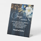 Jenga Wedding Guestbook String Lights Floral Sockelschild (Vorderseite)