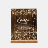 Jenga Wedding Guestbook String Lights Wood Acrylschild (Vorderseite)