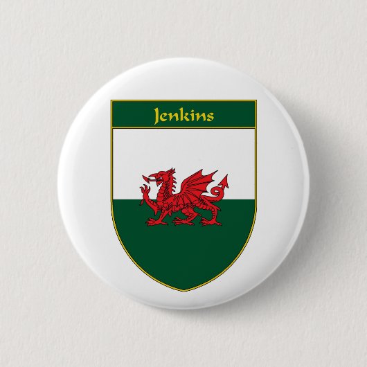 Jenkins Waliser Flaggen-Schild Button (Vorderseite)