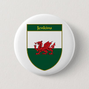 Jenkins Waliser Flaggen-Schild Button