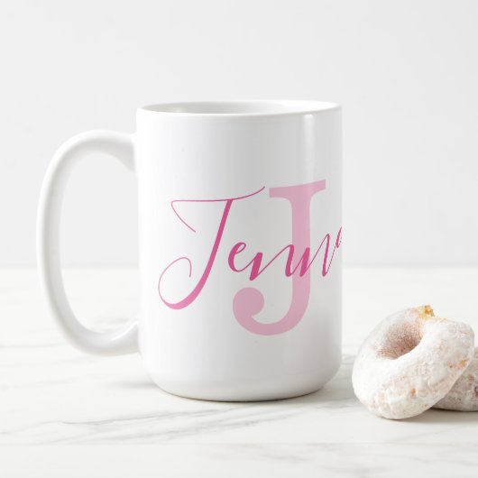Jenna name Bedeutung und Monogramm kleiner Vogel R Kaffeetasse (Mit Donut)