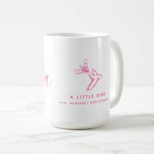 Jenna name Bedeutung und Monogramm kleiner Vogel R Kaffeetasse (VorderseiteRechts)