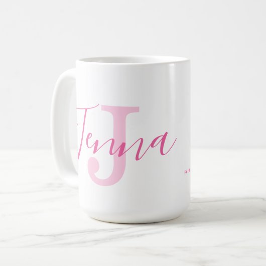 Jenna name Bedeutung und Monogramm kleiner Vogel R Kaffeetasse (Vorderseite Links)
