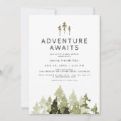 JENNA Pine Tree Adventure erwartet Baby Shower Einladung (Vorderseite)