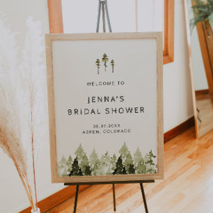 JENNA Rustic Pine Tree Brautparty Willkommen Poster