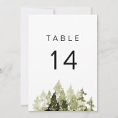 JENNA Rustic Watercolor Pine Tischnummern (Vorderseite)