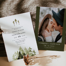 JENNA Rustic Watercolor Pine Tree Boho Wedding