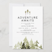 JENNA Rustic Watercolor Pine Tree Brautparty Einladung (Vorderseite)