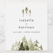 JENNA Rustic Watercolor Pine Tree Weinroute Mendri Weinetikett (Einzelnes Label)