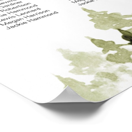 JENNA Rustikale Wasserfarben-Kiefernbaum-Sitzkarte Poster (Ecke)