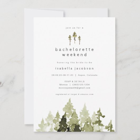 JENNA Rustikaler Pinienwald Bachelorette (Vorderseite)