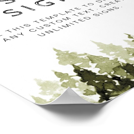 JENNA Rustikales Wasserfarben Pine Custom Editieri Poster (Ecke)