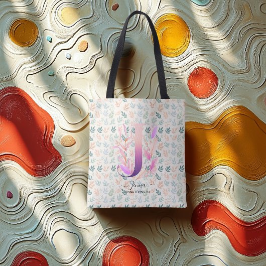 Jennas strahlendes Monogramm-Design für die Blüte Tasche