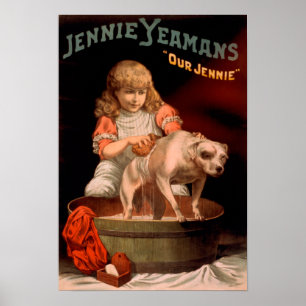 Jennie Yeamans "Our Jennie" Girl Washing Dog Poster