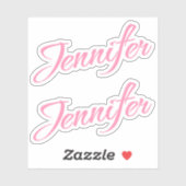 Jennifer Decorative Name in Pink x2 Aufkleber (Blatt)