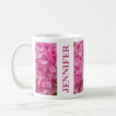 "Jennifer" Elegant Pink Hydrangea Blumenschrift Kaffeetasse (Links)