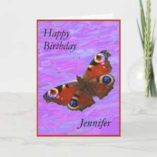 Jennifer Happy Birthday Peacock Butterfly card Karte