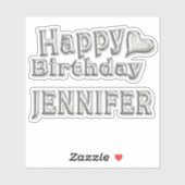 Jennifer Happy Birthday silver Aufkleber Sticker (Blatt)