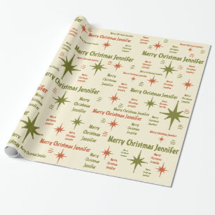 Jennifer Mittsiebziger Retro Frohe Weihnachten Geschenkpapier