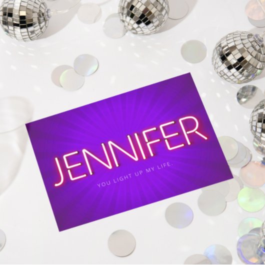 Jennifer Name in leuchtenden Neonleuchten Karte