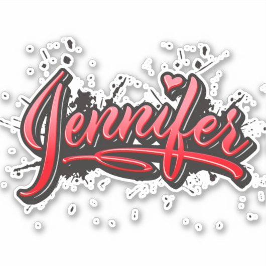 Jennifer red Heart Graffiti Aufkleber Sticker (Vorderseite)