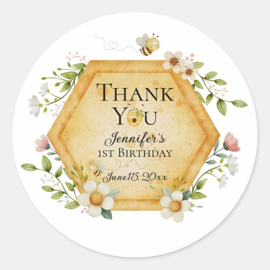 Jennifer's Sweet to Bee One Favor Label Runder Aufkleber (Vorderseite)