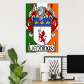 Jennings Coat of Arms Irish Flag Print Poster (Heimbüro)