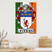 Jennings Coat of Arms Irish Flag Print Poster (Küche)