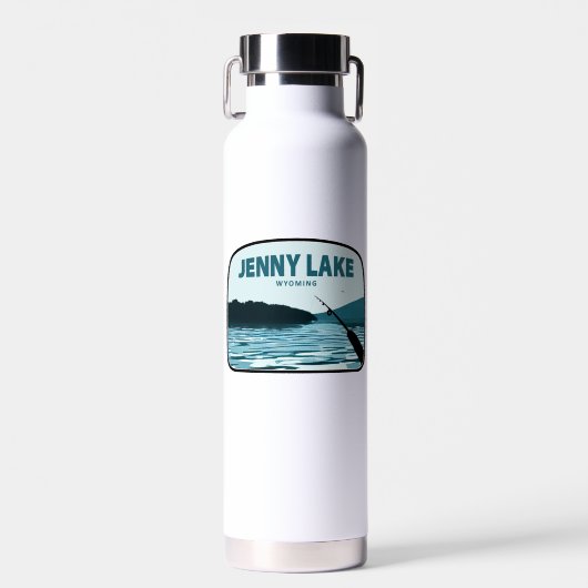 Jenny Lake Wyoming Fishing Rod Trinkflasche (Vorne)