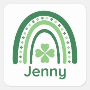 Jenny Name Clover Boho Regenbogen Quadratischer Aufkleber