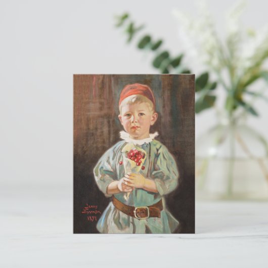 Jenny Nyström Boy mit Kirschen Kleine Kinder Postkarte (Stehend Vorderseite)