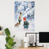 Jenny Nyström Children sledding 1910 Winter XL Poster (Heimbüro)