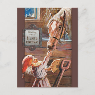 Jenny Nyström Christmas Tomte Brownie Pferdestall Feiertagspostkarte