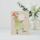 Jenny Nyström Flicka med snöboll CC0819 Grattis Postkarte (Stehend Vorderseite)