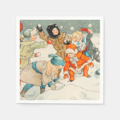 Jenny Nystrom, Kinder, die im Schnee spielen, Weih Serviette (Vorderseite)