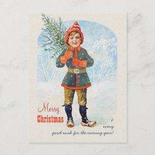 Jenny Nystrom Nyström Junge Weihnachtsbaum CC0935 Feiertagspostkarte
