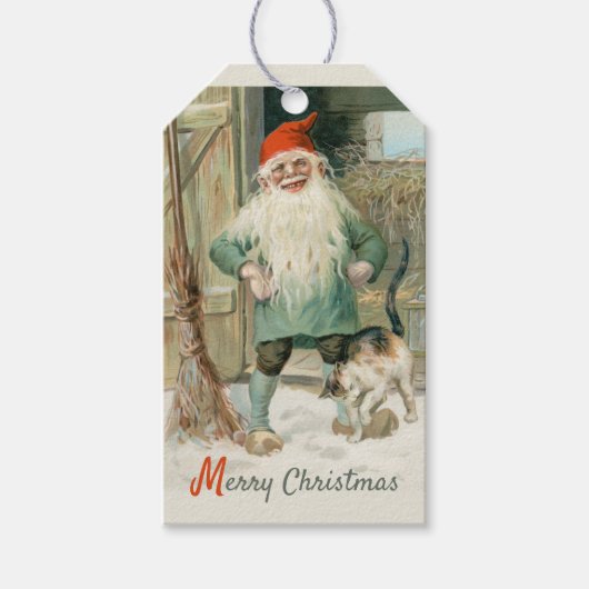 Jenny Nyström Weihnachtsbraun und Katze CC1194 Geschenkanhänger (Vorderseite)