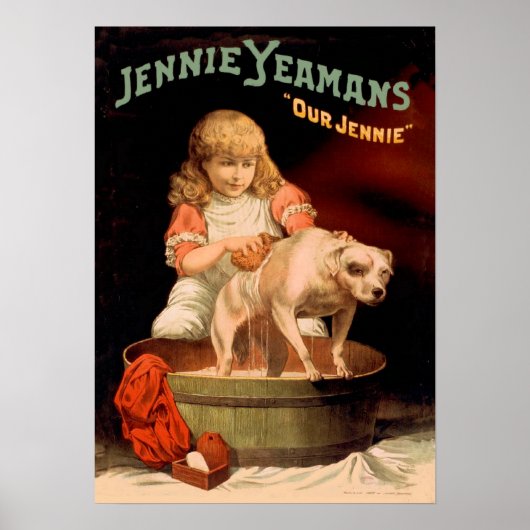 Jenny Yeamans Mädchen wascht Hund Poster (Vorne)