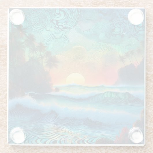 Jenseits der Blues Seascape Glasuntersetzer (Rückseite)