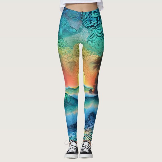 Jenseits der Blues Seascape Leggings (Vorderseite)