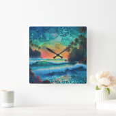 Jenseits der Blues Seascape Quadratische Wanduhr (Zuhause)